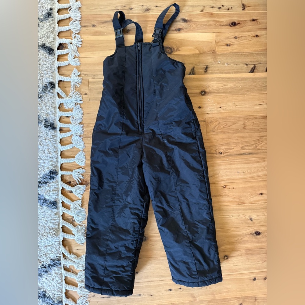 Black Insulated Snow Bib Overalls Size Youth 7